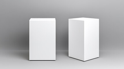 Minimalistic White Cubes on Solid Gray Background for Display Use