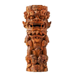 Intricate Wooden Sculpture of Mythical Creature with Detailed Features