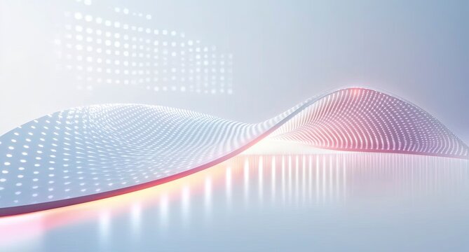 Abstract background vector presentation design with a light gray and white gradient, glowing light effects, a curved shape of empty space for text in the center, a soft glow effect,