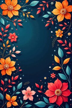 Geometric floral damask with modern lines and abstract shapes , vector floral pattern, abstract shapes