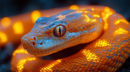Fototapeta premium Glowing Serpent: A Close-Up of a Vibrant Snake