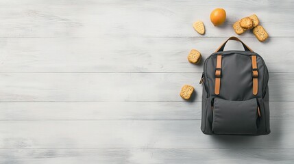Wellness Journey Backpack, minimalist design, packed with nutritious snacks, perfect for vitality on the go, travel essentials for health-conscious adventurers