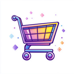 Clipart flat art style icon,  isolated  - Clipart flat art style icon of a shopping cart