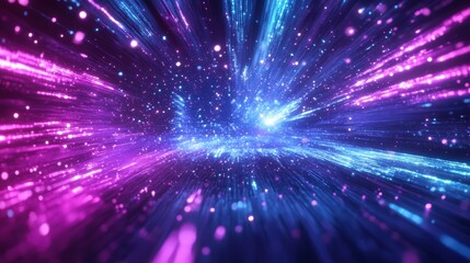 Fototapeta premium Abstract futuristic background with purple and blue glowing neon moving high speed wave lines and bokeh lights. Visualization of sound waves. Data transfer. Fantastic wallpaper