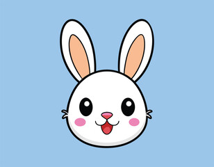 Obraz premium adorable bunny head illustration with large ears and a happy expression, ideal for use in kids' products, nursery decor, or animal-themed graphics.