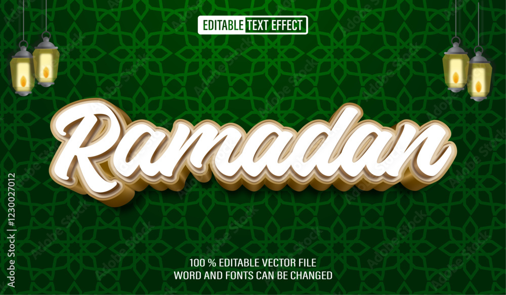 Poster editable 3d text style effect - ramadan text effect template