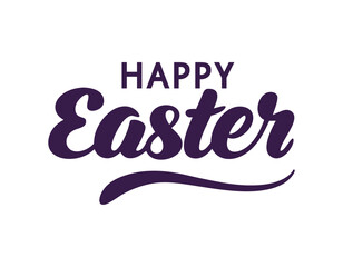 happy easter greeting card with elegant typography in purple. perfect for celebrating the easter holiday with friends and family. ideal for social media posts, invitations, and festive decorations.