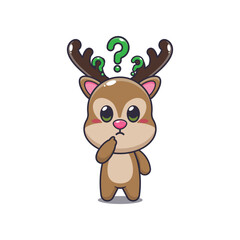 deer mascot cartoon character vector illustration is confused.