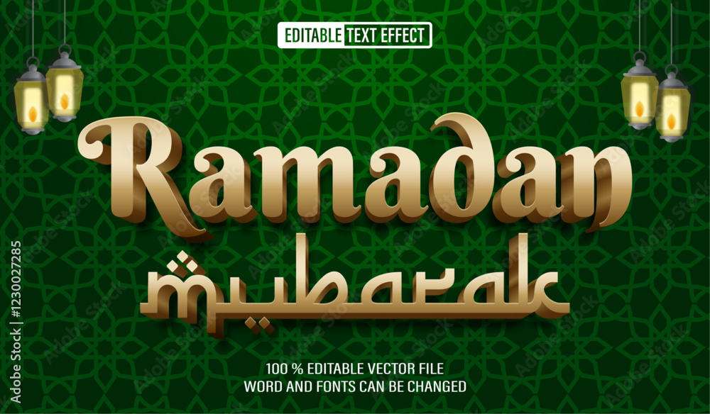 Poster editable 3d text style effect - ramadan mubarak text effect template