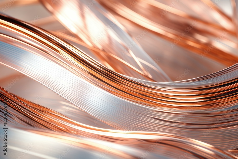 Poster shiny copper and silver wires creating a smooth and elegant abstract design