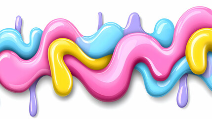 Naklejka premium Colorful candy swirls, melting drips, white background, dessert design