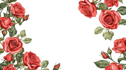 Red roses isolated on white background.