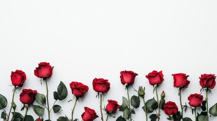 Red roses isolated on white background.