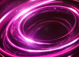 Abstract background with glowing lines and curves on a dark black background, neon light effect in a pink color, motion blur of the night sky, 