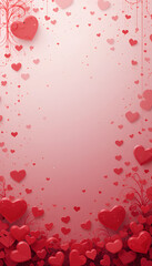 Obraz premium red heart background. Valentine card gradient red background with copy space suitable for text, banner, poster, romantic backdrop, page and wallpaper.