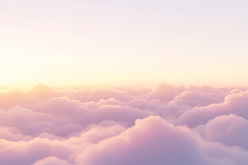 Soft, fluffy clouds illuminated by the warm hues of sunrise, creating a dreamy and peaceful sky with pastel tones.
