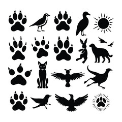A silhouette of animals icons vector set on a white background	
