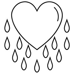 Intricate line art of a heart composed of raindrops