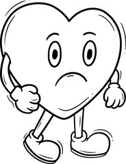 Cute Doodle Cartoon Heart Character Outline