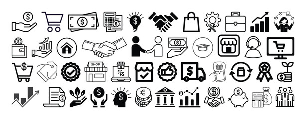 Big set of trendy line icons. Business, ecommerce, finance, accounting icon set collection.
