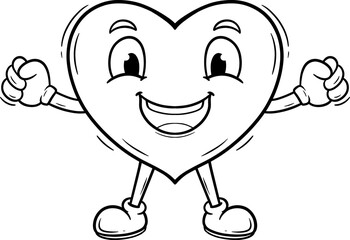 Cute Doodle Cartoon Heart Character Outline
