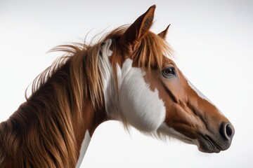there is a brown and white horse with a long mane