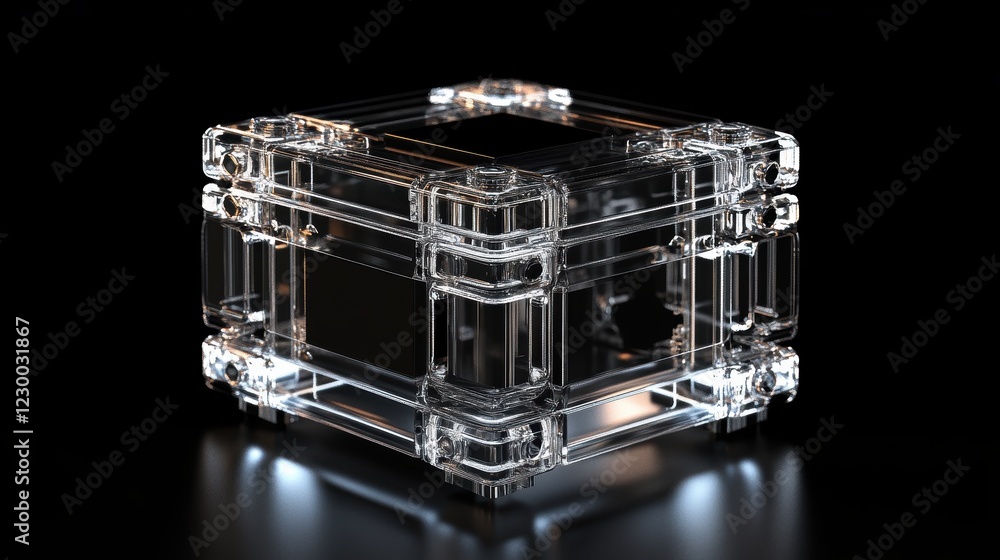 Poster advanced technology dark environment featuring gigapixel transparent cpu model
