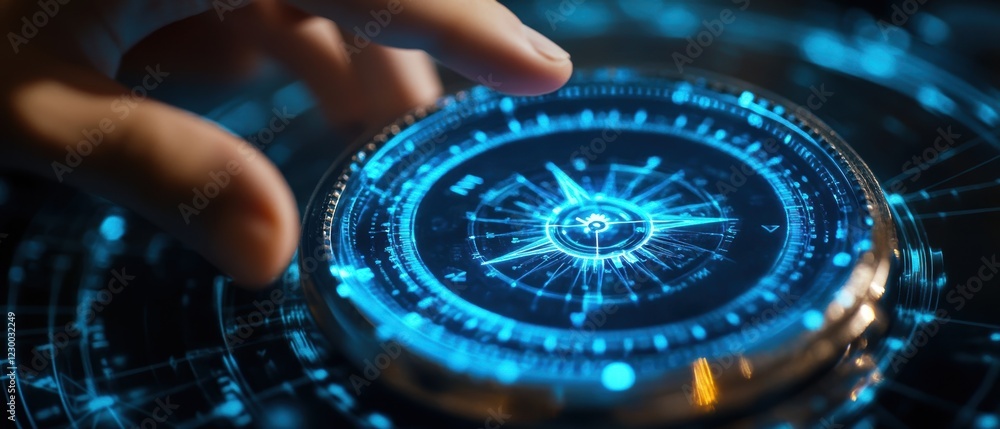 Poster navigating the future holographic direction and smart compass technology in virtual spaces