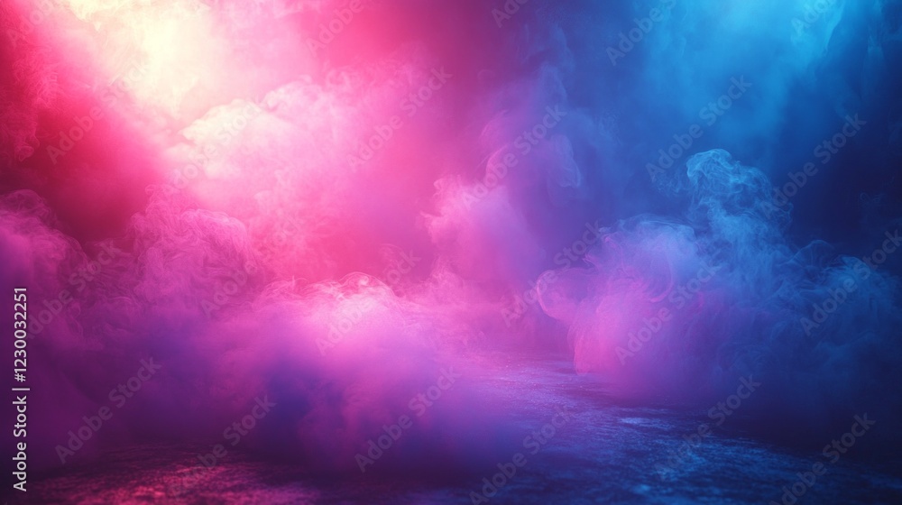 Leinwandbilder Glowing neon hues swirl together in a mesmerizing dance, creating an otherworldly atmosphere. Soft clouds of color blend and dissolve, filling the space with dynamic energy and warmth
