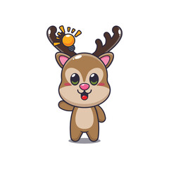 deer mascot cartoon character vector illustration get an idea.