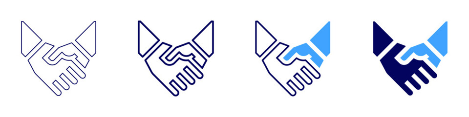 Hands icon in 4 different styles. Thin Line, Line, Bold, and Bold Line. Duotone style. Editable stroke