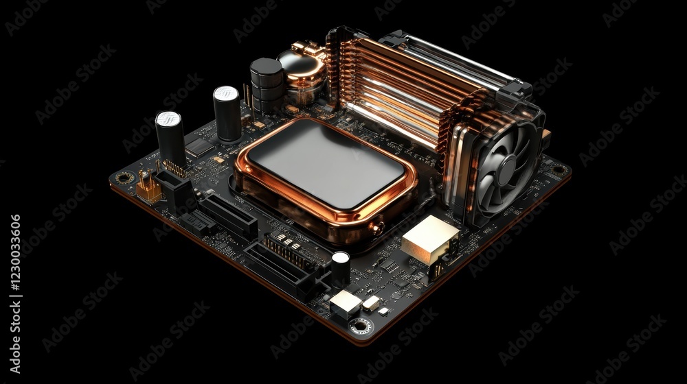 Poster digital studio insight high fidelity 3d cpu rendering on black background