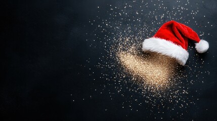 Festive Santa hat and sprinkle of golden decor.