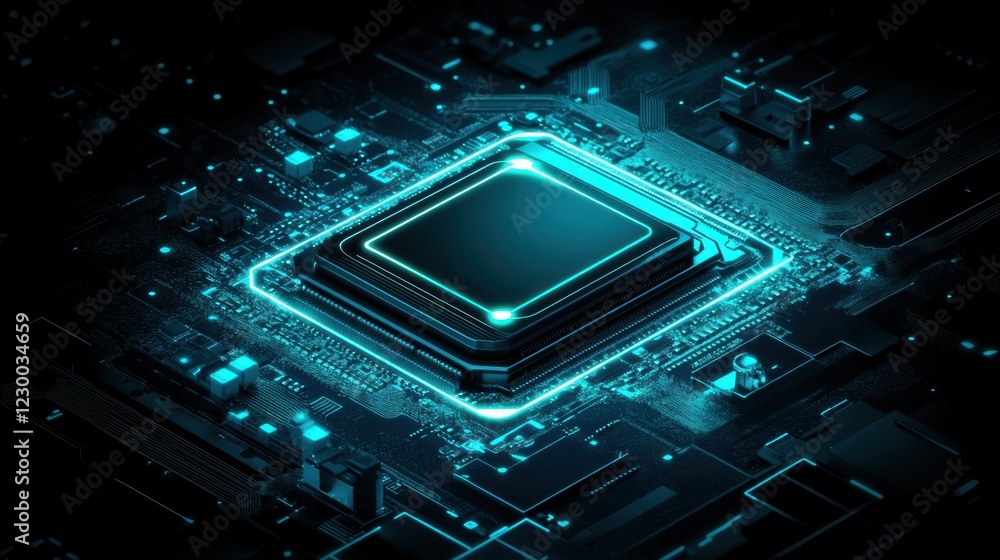 Poster futuristic aerial view of high-resolution graphics in a cyber technology environment