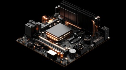 Detailed close-up of cpu high fidelity image technology annotated parts for understanding