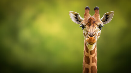 Fototapeta premium Giraffe Close-Up: Majestic Portrait of a Tall Animal