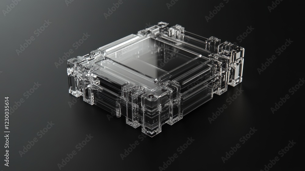 Aufkleber showcasing transparent cpu model with enhanced visuals in a modern digital studio