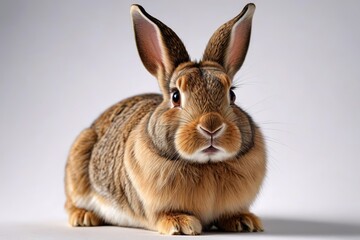 Obraz premium there is a rabbit that is sitting on the floor looking at the camera