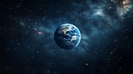 Obraz premium Breathtaking View of Earth Captured in the Vastness of the Sky Surrounded by Expansive Blue Atmosphere Evoking Feelings of Wonder and Connection to Our Planet in a Cosmic Perspective