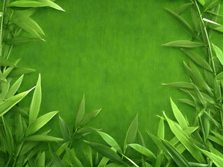 Green bamboo leaves frame, nature background, spa