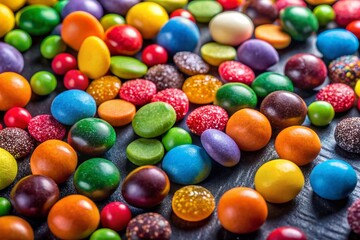 Colorful Candies on Black Background - High Resolution Stock Photo