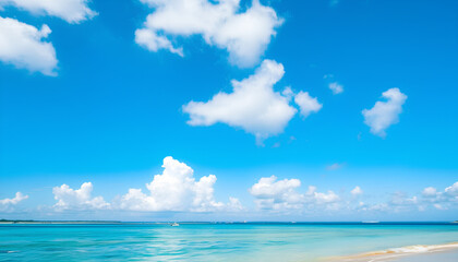 Fototapeta premium blue sky and white clouds on the sea.