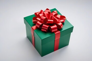 Obraz premium there is a green gift box with a red ribbon on it