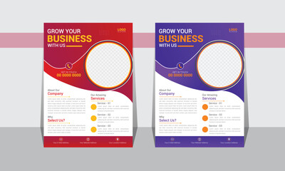 Modern Creative Business Growth Flyer Template two color variations with gradient mix, A4 size free