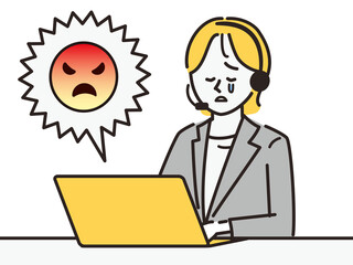 コールセンターで働く女性	
