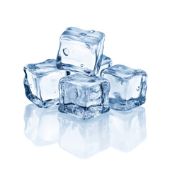 Four ice cubes stacked together, showcasing their crystalline structure and clarity.