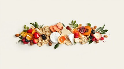 Vibrant plant-based charcuterie board with artisanal vegan cheeses, fresh fruits, assorted nuts, and gourmet crackers