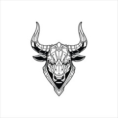 Cyberpunk bull head hand drawn illustration artwork