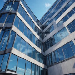 Office building with windows on a clear blue sky, building, architecture, office space