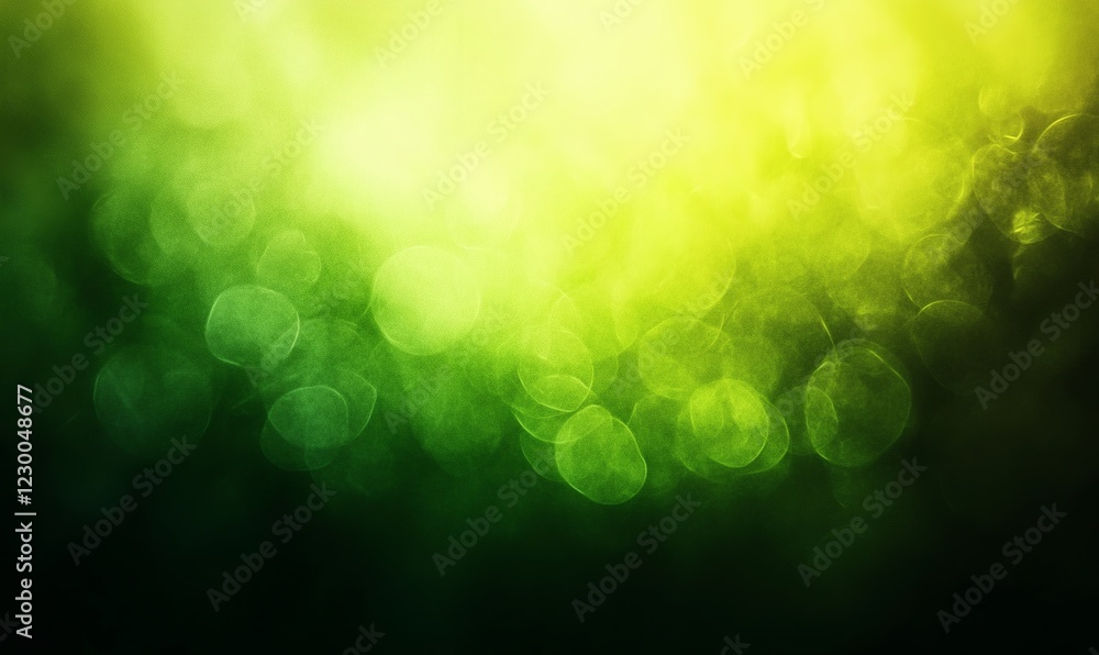 Aufkleber abstract green and yellow bokeh background with blurred lights and dark vignette.